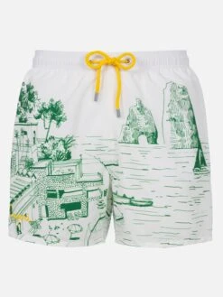 MC2 Saint Barth Mid-length Gustavia Swim-shorts With Faraglioni Placed Print