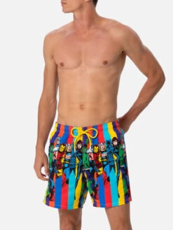MC2 Saint Barth Man Mid-length Gustavia Swim-shorts With Marvel Characters Placed Print| MARVEL SPECIAL EDITION -MC2 Saint Barth Shop UID GUS000904282F MAN SWIMSHORT WHITE MARVEL 01