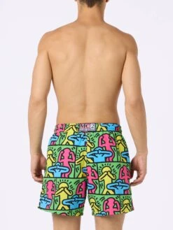 MC2 Saint Barth Man Mid-length Gustavia Swim-shorts With Keith Haring Design Placed Print| KEITH HARING SPECIAL EDITION -MC2 Saint Barth Shop UID GUS000904739F MAN SWIMSHORT GREEN 20240620110950 4