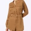 MC2 Saint Barth Woman Camel Linen Playsuit Hanniel -MC2 Saint Barth Shop UID HAE00102279F WOMAN OVERALLS BROWN 20240709220000 1