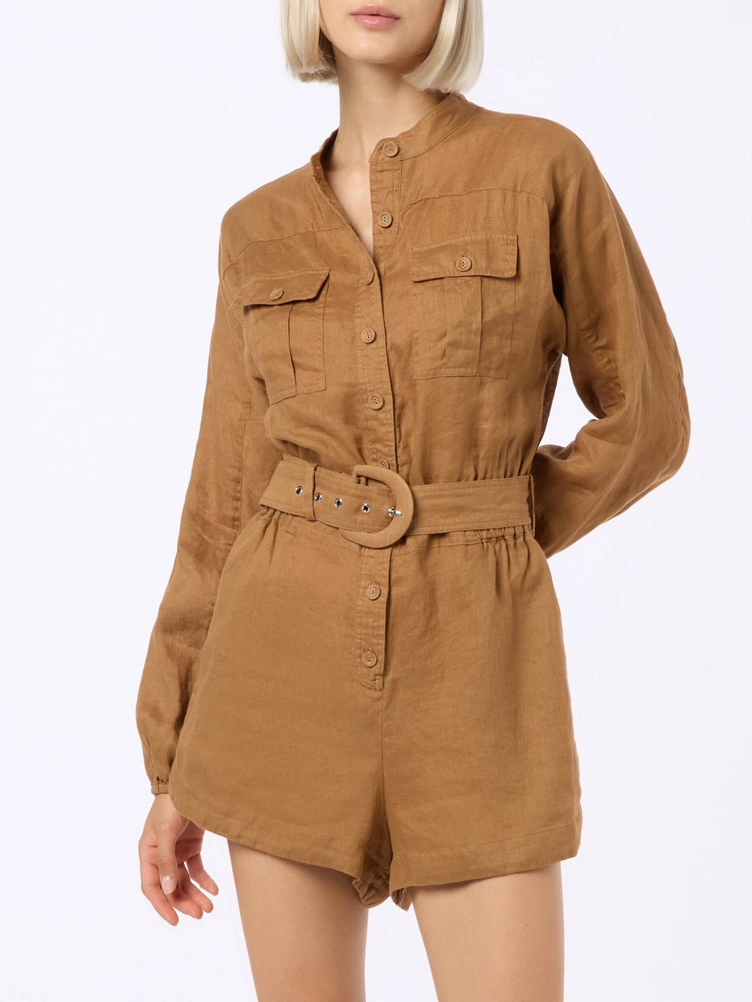 MC2 Saint Barth Woman Camel Linen Playsuit Hanniel 3 MC2 Saint Barth Woman Camel Linen Playsuit Hanniel
