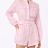 MC2 Saint Barth Woman Pink Linen Playsuit Hanniel