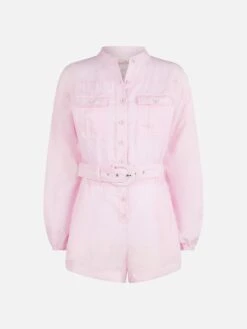 MC2 Saint Barth Woman Pink Linen Playsuit Hanniel -MC2 Saint Barth Shop UID HAE00105834F WOMAN OVERALLS PINK 20240718163500 4