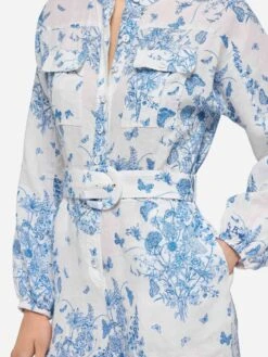 MC2 Saint Barth Hanniel Linen Playsuit With Butterfly Toile De Jouy Print -MC2 Saint Barth Shop UID HAE00106847H WOMAN OVERALLS BLUE TOILEDEJOUY MC2 20250527103516 2