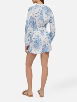 MC2 Saint Barth Hanniel Linen Playsuit With Butterfly Toile De Jouy Print -MC2 Saint Barth Shop UID HAE00106847H WOMAN OVERALLS BLUE TOILEDEJOUY MC2 20250527103516 3
