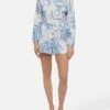 MC2 Saint Barth Hanniel Linen Playsuit With Butterfly Toile De Jouy Print -MC2 Saint Barth Shop UID HAE00106847H WOMAN OVERALLS BLUE TOILEDEJOUY MC2 1