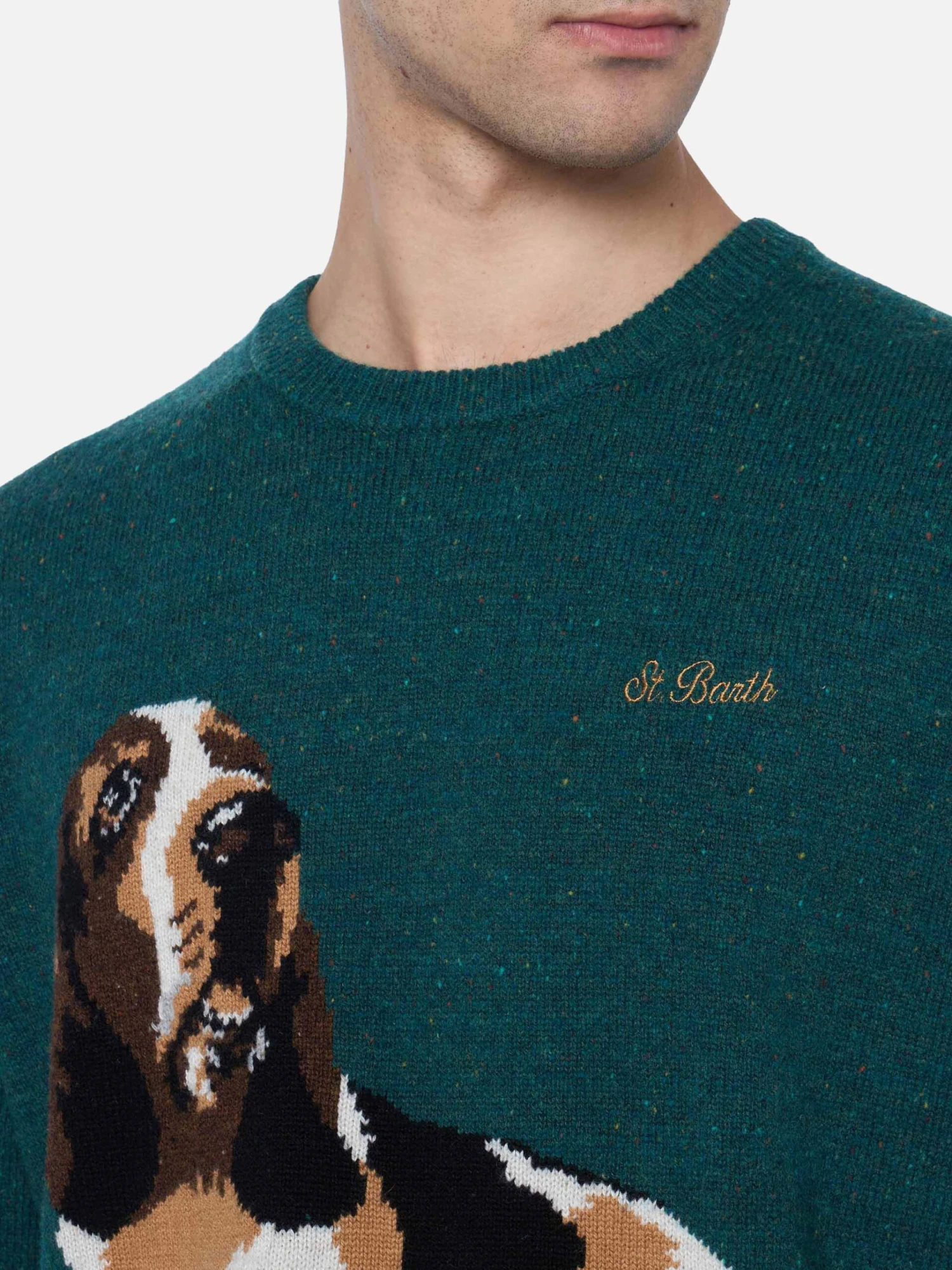 MC2 Saint Barth Man Green Sweater Heron With Basset Hound Print 4 MC2 Saint Barth Man Green Sweater Heron With Basset Hound Print - Image 2