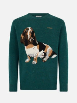 MC2 Saint Barth Man Green Sweater Heron With Basset Hound Print 9 MC2 Saint Barth Man Green Sweater Heron With Basset Hound Print -MC2 Saint Barth Shop UID HER000100311G MAN KNITWEAR GREEN 20240905103500 1