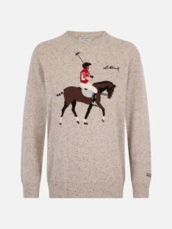 MC2 Saint Barth Man Beige Sweater Heron With Moritz Polo Embroidery -MC2 Saint Barth Shop UID HER000100421G MAN KNITWEAR BROWN 20241023093500 4