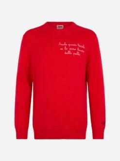 MC2 Saint Barth Man Red Sweater Heron With Anche Questo Natale... Embroidery | VACANZE DI NATALE SPECIAL EDITION -MC2 Saint Barth Shop UID HER000100610G MAN KNITWEAR RED 20241023093500 4