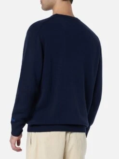 MC2 Saint Barth Man Blue Sweater Heron With Weekend Be Gin Jacquard -MC2 Saint Barth Shop UID HER000100976G MAN KNITWEAR BLUE 20240903153501 3