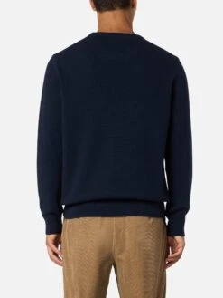 MC2 Saint Barth Man Blue Sweater Heron With Vacanze Di Natale Logo Jacquard | VACANZE DI NATALE SPECIAL EDITION -MC2 Saint Barth Shop UID HER000102496G STBM KNITWEAR BLUE 20240903143500 2 5f0225c9 8cc6 47bd 8152 9f50c021a43d