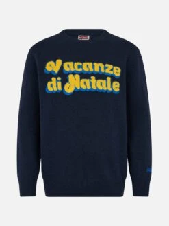 MC2 Saint Barth Man Sweater Heron With Vacanze Di Natalejacquard | VACANZE DI NATALE SPECIAL EDITION -MC2 Saint Barth Shop UID HER000102496G STBM KNITWEAR BLUE 20240903163500 4