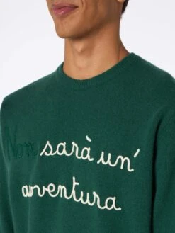 MC2 Saint Barth Man Green Sweater Heron With Non Sarà Un'avventura Embroidery -MC2 Saint Barth Shop UID HER000103116G STBM KNITWEAR GREEN 20240903143500 3
