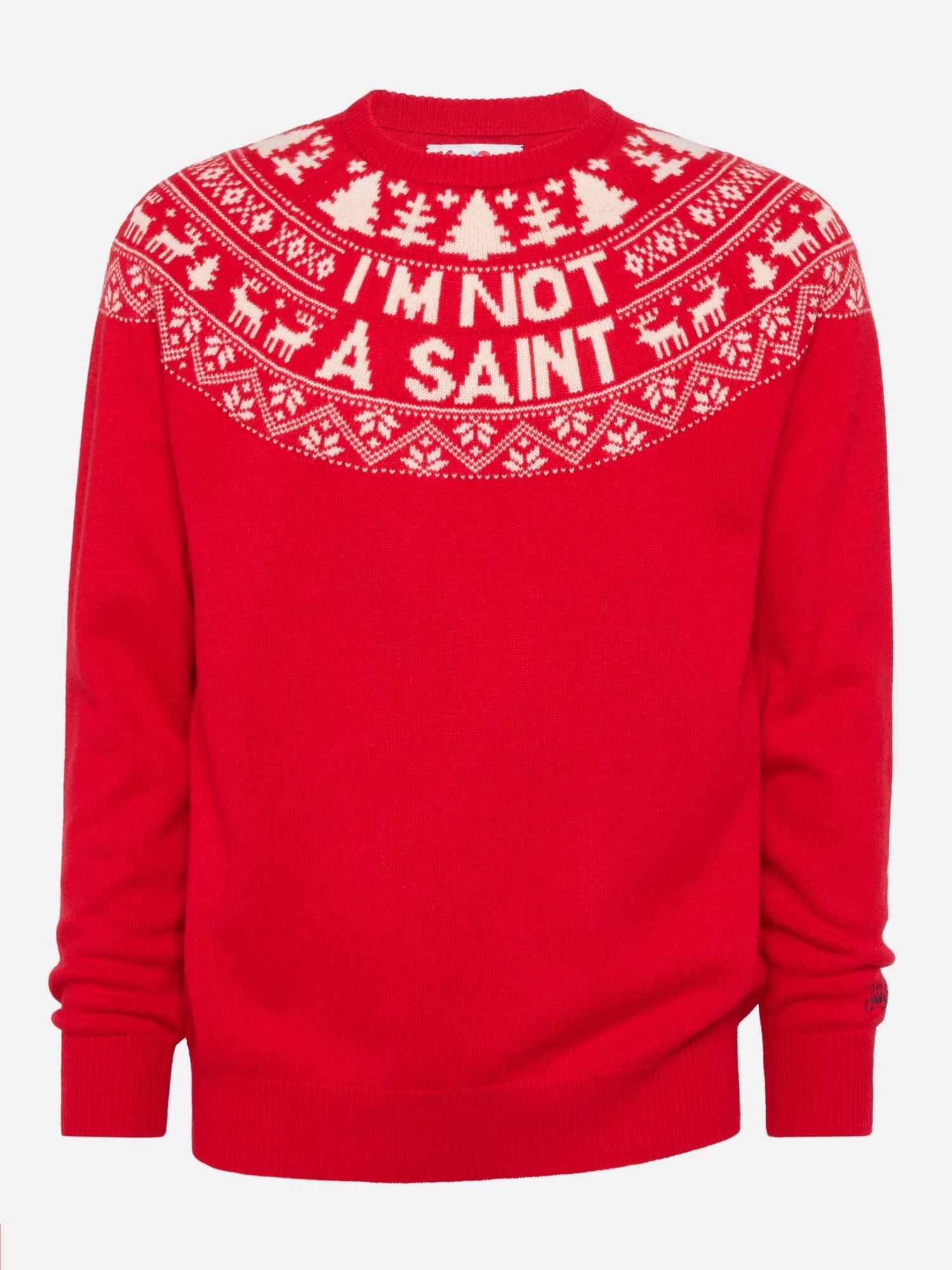 MC2 Saint Barth Red Sweater Heron With Fair Isle Jacquard And I'm Not A Saint Jacquard 6 MC2 Saint Barth Red Sweater Heron With Fair Isle Jacquard And I'm Not A Saint Jacquard - Image 4