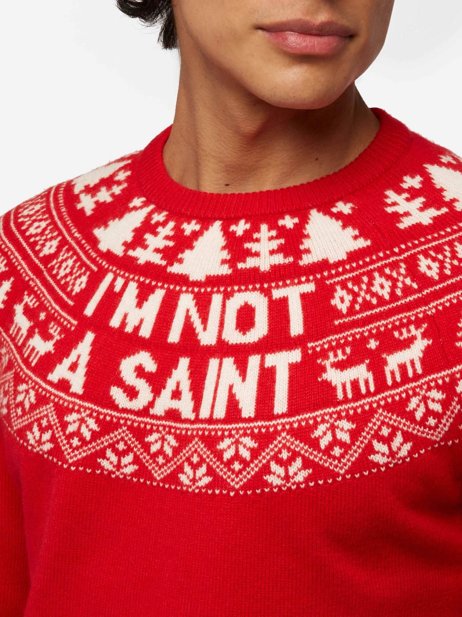 MC2 Saint Barth Red Sweater Heron With Fair Isle Jacquard And I'm Not A Saint Jacquard 4 MC2 Saint Barth Red Sweater Heron With Fair Isle Jacquard And I'm Not A Saint Jacquard - Image 2