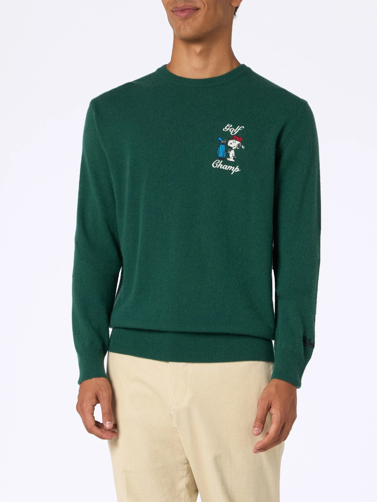 MC2 Saint Barth Man Green Sweater Heron With Snoopy Golf Champ Embroidery | SNOOPY PEANUTS SPECIAL EDITION 4 MC2 Saint Barth Man Green Sweater Heron With Snoopy Golf Champ Embroidery | SNOOPY PEANUTS SPECIAL EDITION - Image 2
