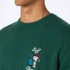 MC2 Saint Barth Man Green Sweater Heron With Snoopy Golf Champ Embroidery | SNOOPY PEANUTS SPECIAL EDITION