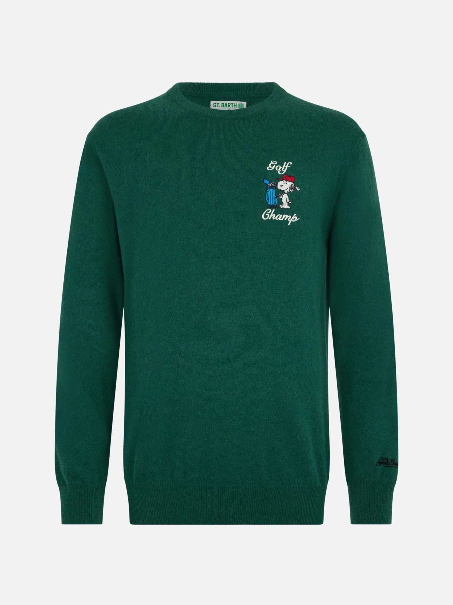 MC2 Saint Barth Man Green Sweater Heron With Snoopy Golf Champ Embroidery | SNOOPY PEANUTS SPECIAL EDITION 5 MC2 Saint Barth Man Green Sweater Heron With Snoopy Golf Champ Embroidery | SNOOPY PEANUTS SPECIAL EDITION - Image 3