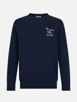 MC2 Saint Barth Man Blue Sweater Heron Light With Non Sono Bello, Piaccio! Embroidery| VACANZE DI NATALE SPECIAL EDITION 8 MC2 Saint Barth Man Blue Sweater Heron Light With Non Sono Bello, Piaccio! Embroidery| VACANZE DI NATALE SPECIAL EDITION -MC2 Saint Barth Shop UID HER000503340G STBM KNITWEAR BLUE 4