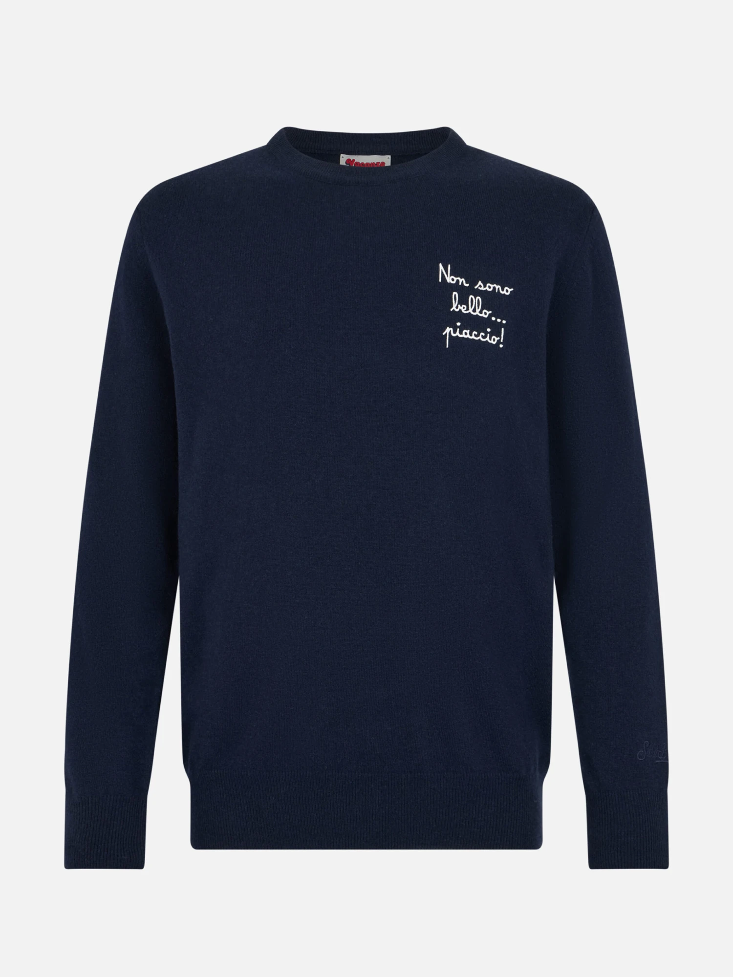 MC2 Saint Barth Man Blue Sweater Heron Light With Non Sono Bello, Piaccio! Embroidery| VACANZE DI NATALE SPECIAL EDITION 5 MC2 Saint Barth Man Blue Sweater Heron Light With Non Sono Bello, Piaccio! Embroidery| VACANZE DI NATALE SPECIAL EDITION - Image 3