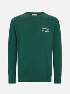 MC2 Saint Barth Man Green Sweater Heron Light With Levateje Er Vino Embroidery| VACANZE DI NATALE SPECIAL EDITION -MC2 Saint Barth Shop UID HER000503348G MAN KNITWEAR GREEN 20240905105110 1