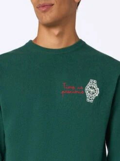 MC2 Saint Barth Man Green Sweater Heron With Time Is Precious Embroidery -MC2 Saint Barth Shop UID HER000503447G MAN KNITWEAR GREEN 20240903133402 5 dfb454fc ba73 4dfb 84cb 3de6b067ce61