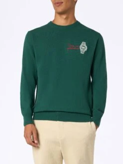 MC2 Saint Barth Man Green Sweater Heron With Time Is Precious Embroidery -MC2 Saint Barth Shop UID HER000503447G MAN KNITWEAR GREEN 20240903133402 5 edede91e 5785 45a3 9d0b 5db368f1ed72