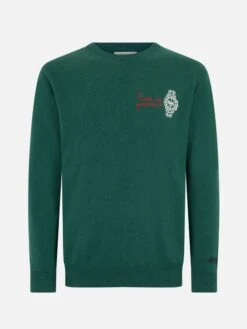 MC2 Saint Barth Man Green Sweater Heron With Time Is Precious Embroidery -MC2 Saint Barth Shop UID HER000503447G MAN KNITWEAR GREEN 20240905105110 1