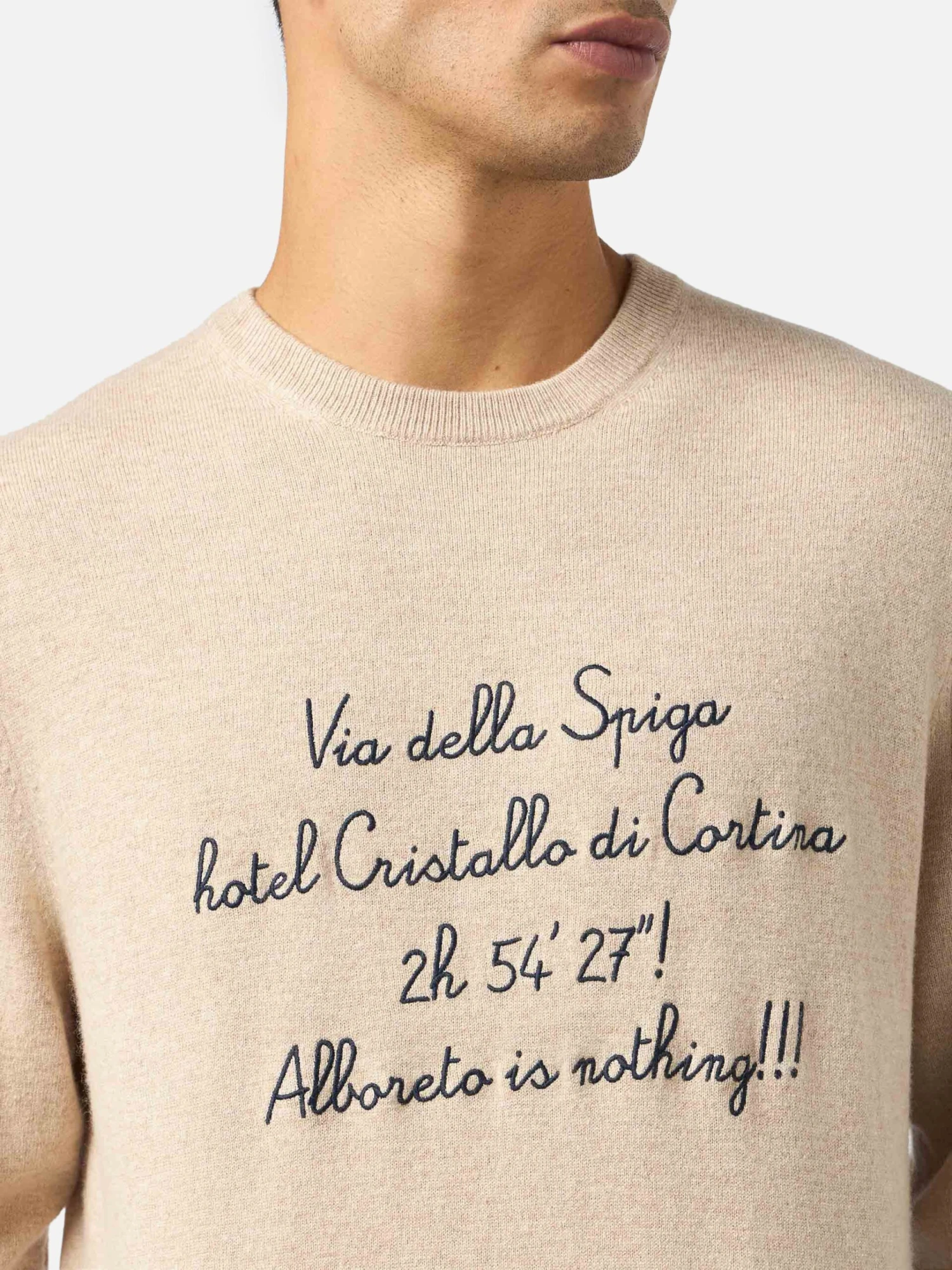 MC2 Saint Barth Man Sweater Heron Light With Via Della Spiga... Embroidery | VACANZE DI NATALE SPECIAL EDITION 4 MC2 Saint Barth Man Sweater Heron Light With Via Della Spiga... Embroidery | VACANZE DI NATALE SPECIAL EDITION - Image 2
