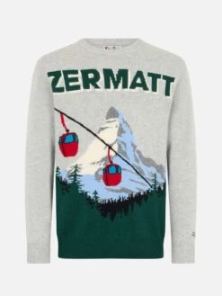 MC2 Saint Barth Man Gray Sweater Heron With Zermatt Cable Postcard Print -MC2 Saint Barth Shop UID HER001101982G MAN KNITWEAR GREY 20240905105110 1