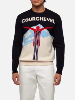 MC2 Saint Barth Sweater Heron With Courchevel Postcard Jacquard