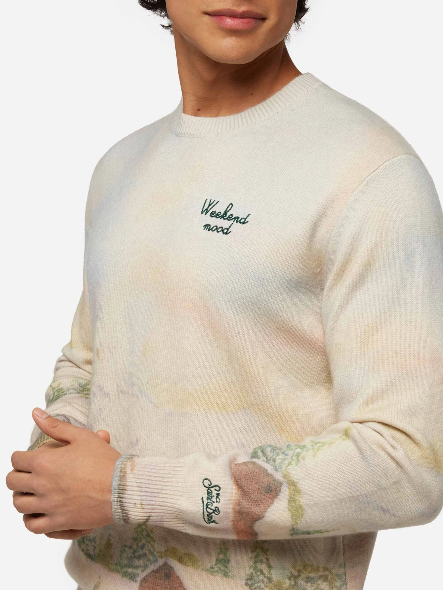 MC2 Saint Barth Crewneck Sweater Heron With Landscape Print And Weekend Mood Embroidery 4 MC2 Saint Barth Crewneck Sweater Heron With Landscape Print And Weekend Mood Embroidery - Image 2