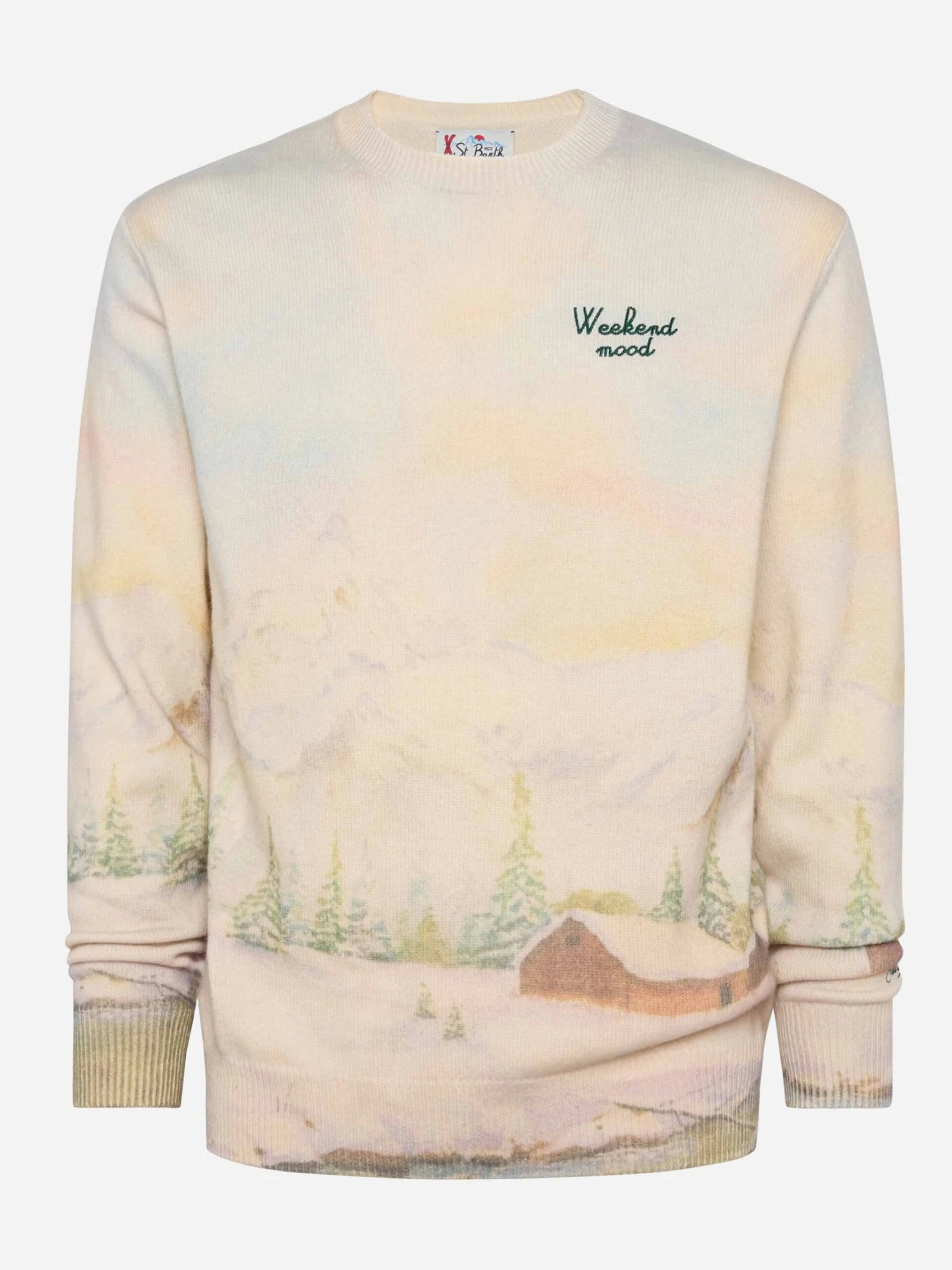 MC2 Saint Barth Crewneck Sweater Heron With Landscape Print And Weekend Mood Embroidery 6 MC2 Saint Barth Crewneck Sweater Heron With Landscape Print And Weekend Mood Embroidery - Image 4