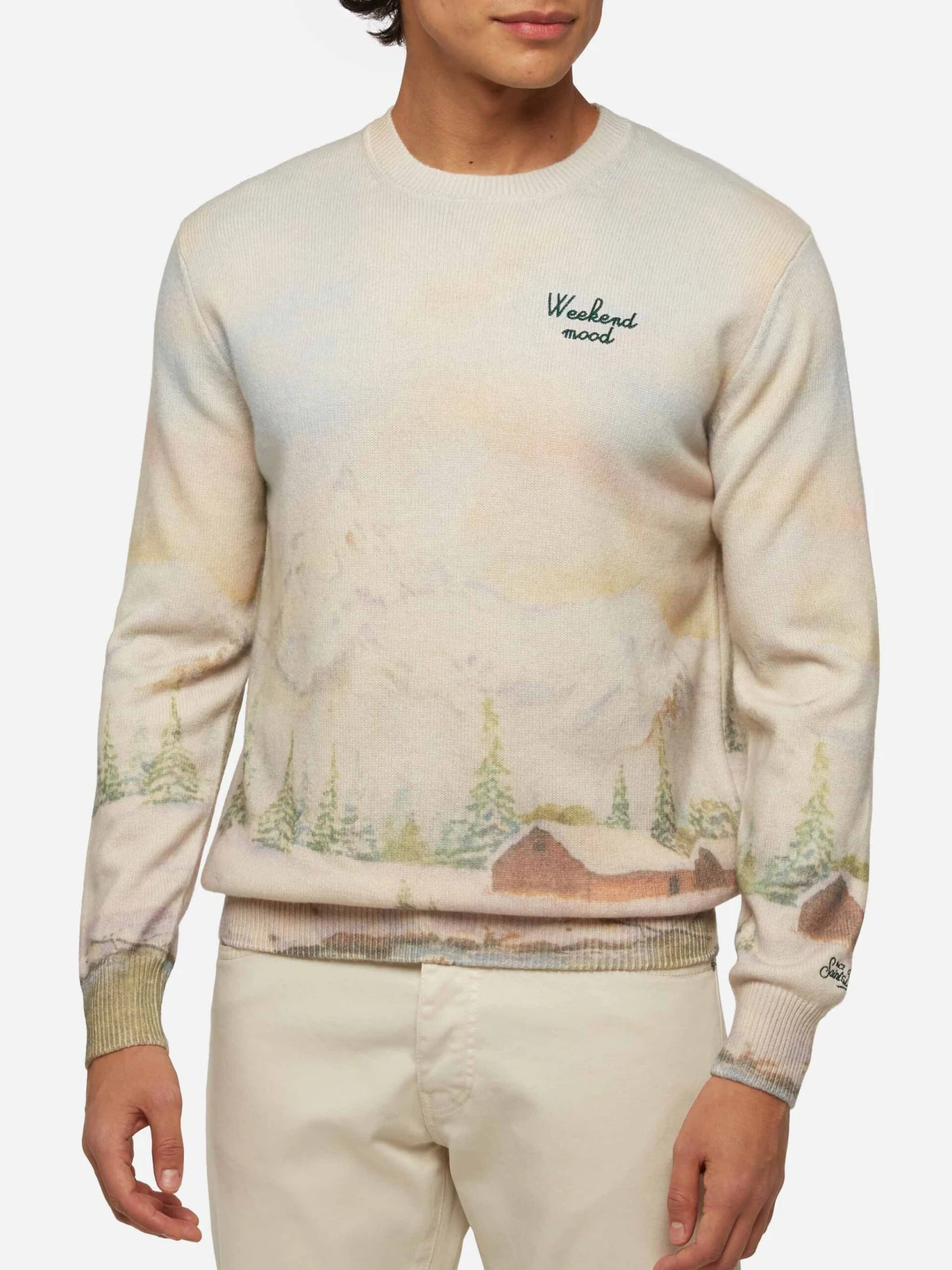 MC2 Saint Barth Crewneck Sweater Heron With Landscape Print And Weekend Mood Embroidery 3 MC2 Saint Barth Crewneck Sweater Heron With Landscape Print And Weekend Mood Embroidery