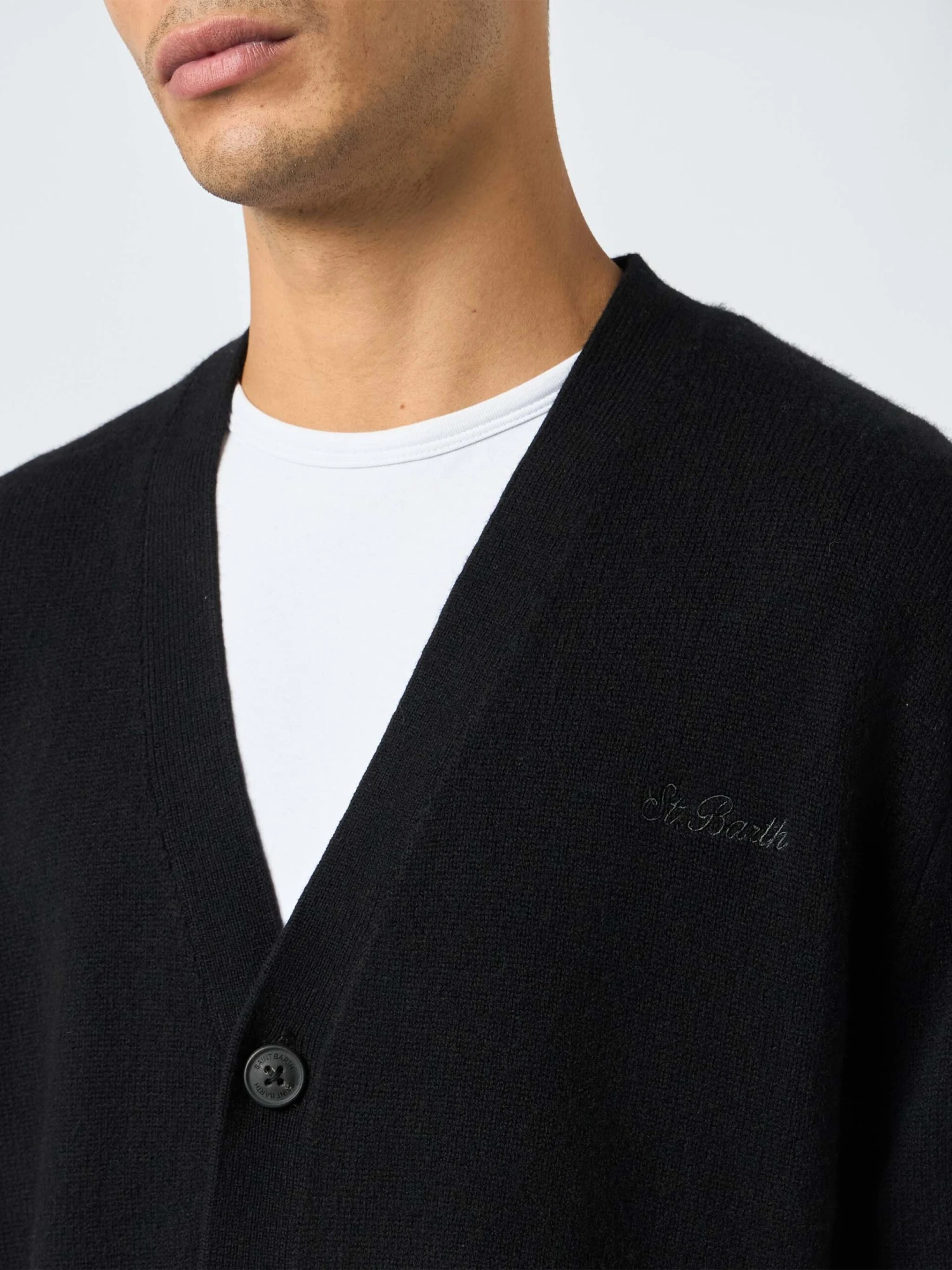 MC2 Saint Barth Man Black Cashmere Blend Cardigan Herrison 5 MC2 Saint Barth Man Black Cashmere Blend Cardigan Herrison - Image 3