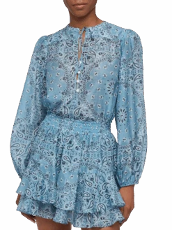 MC2 Saint Barth Harper Silk Voile Blouse In Lurex Silk Voile With Bandanna Print