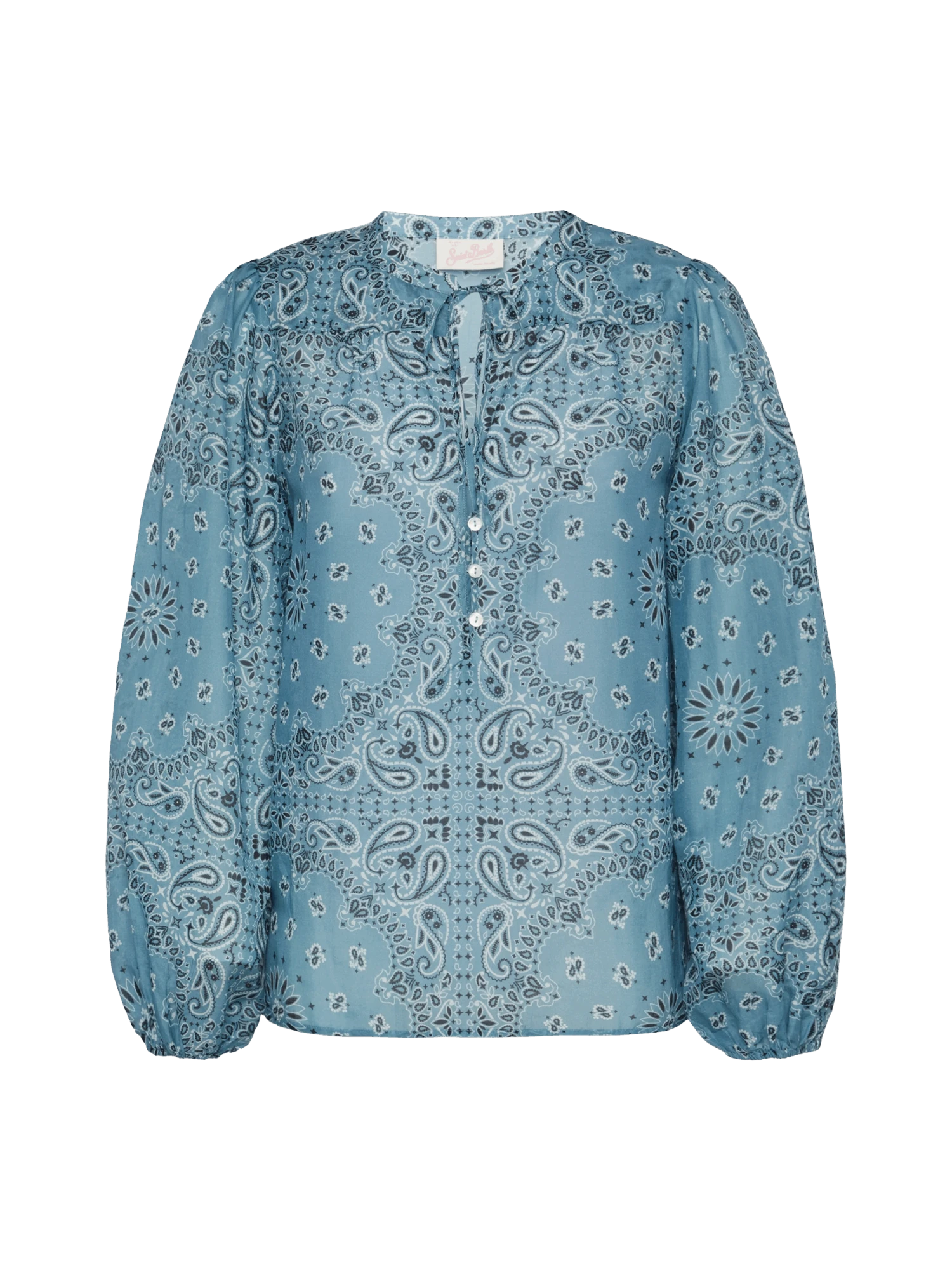 MC2 Saint Barth Harper Silk Voile Blouse In Lurex Silk Voile With Bandanna Print 7 MC2 Saint Barth Harper Silk Voile Blouse In Lurex Silk Voile With Bandanna Print - Image 5