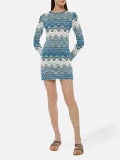 MC2 Saint Barth Imany Raschel Mini Dress In Teal Hues