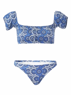 Floral Denim Bandeau Bikini
