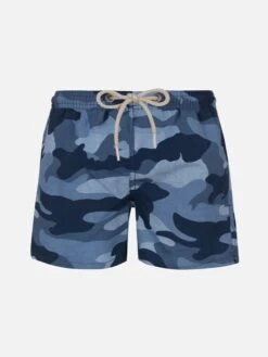 MC2 Saint Barth Boy Mid-length Jean Swim-shorts With Camouflage Print