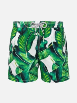 Boy Swim Shorts With Banana Leaves Print
