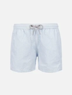 Light Blue Striped Print Boy Swimshorts
