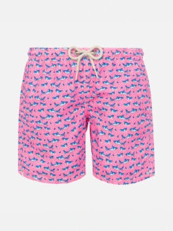 MC2 Saint Barth Boy Light Fabric Swim Shorts With Sharks Print