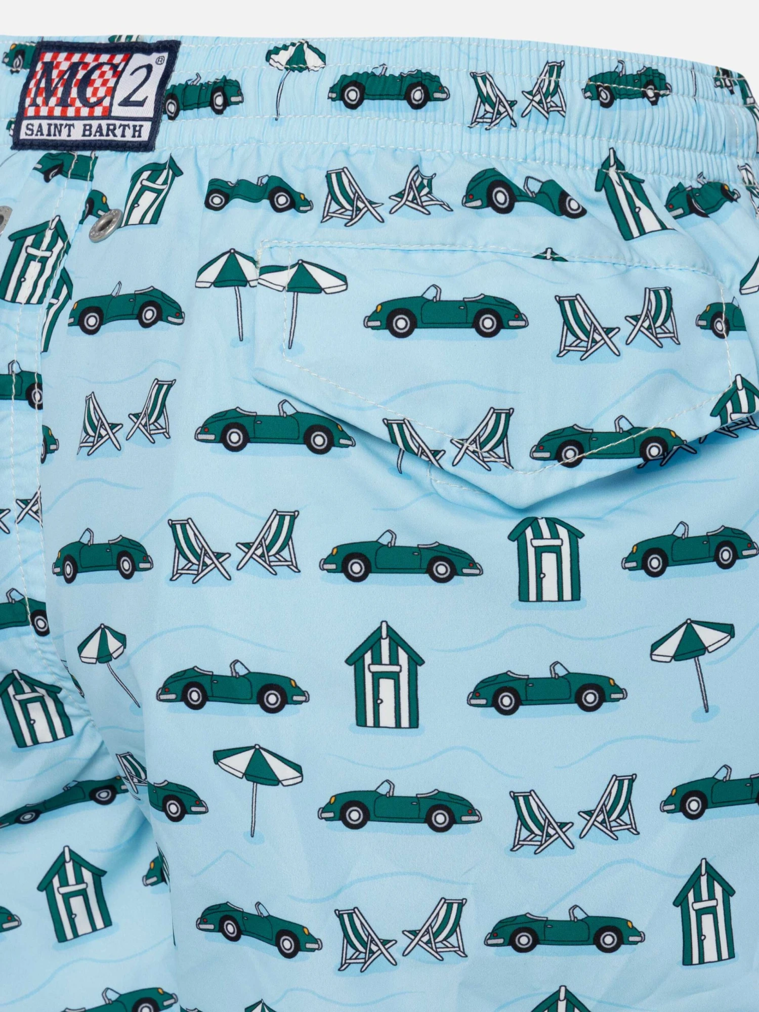 MC2 Saint Barth Jean Lighting Lightweight Fabric Swim Shorts With Forte Beach Cabana Print 5 MC2 Saint Barth Jean Lighting Lightweight Fabric Swim Shorts With Forte Beach Cabana Print - Image 3