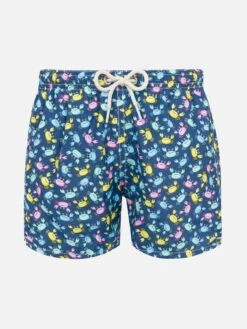 MC2 Saint Barth Jean Lighting Lightweight Fabric Swim Shorts With Multicolor Crab Print