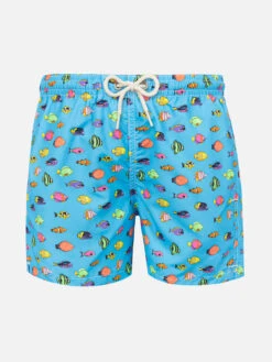 MC2 Saint Barth Boy Light Fabric Swim Shorts With Fish Print