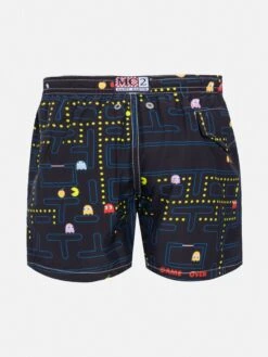 MC2 Saint Barth Jean Lighting Lightweight Fabric Swim Shorts With Pac-Man Print|PAC-MAN SPECIAL EDITION -MC2 Saint Barth Shop UID JEA000404769H BOY SWIMSHORT BLACK PAC MAN 20250216173500 02
