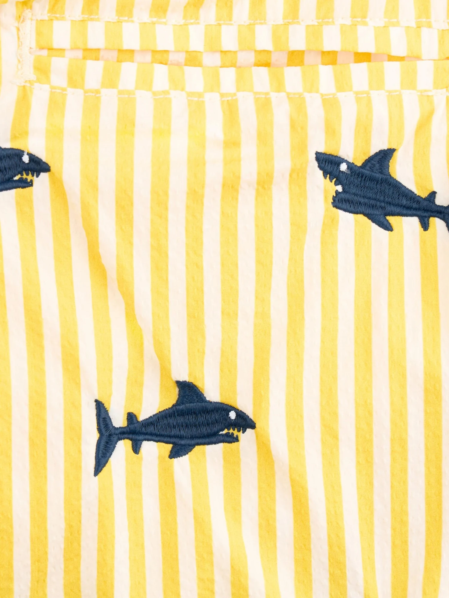 MC2 Saint Barth Boy Seersucker Swim-shorts Jean With Sharks Embroidery 5 MC2 Saint Barth Boy Seersucker Swim-shorts Jean With Sharks Embroidery - Image 3