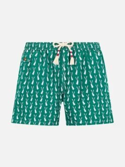 MC2 Saint Barth Boy Lightweight Fabric Swim-shorts Jean Lighting 70 With Rabbit Print